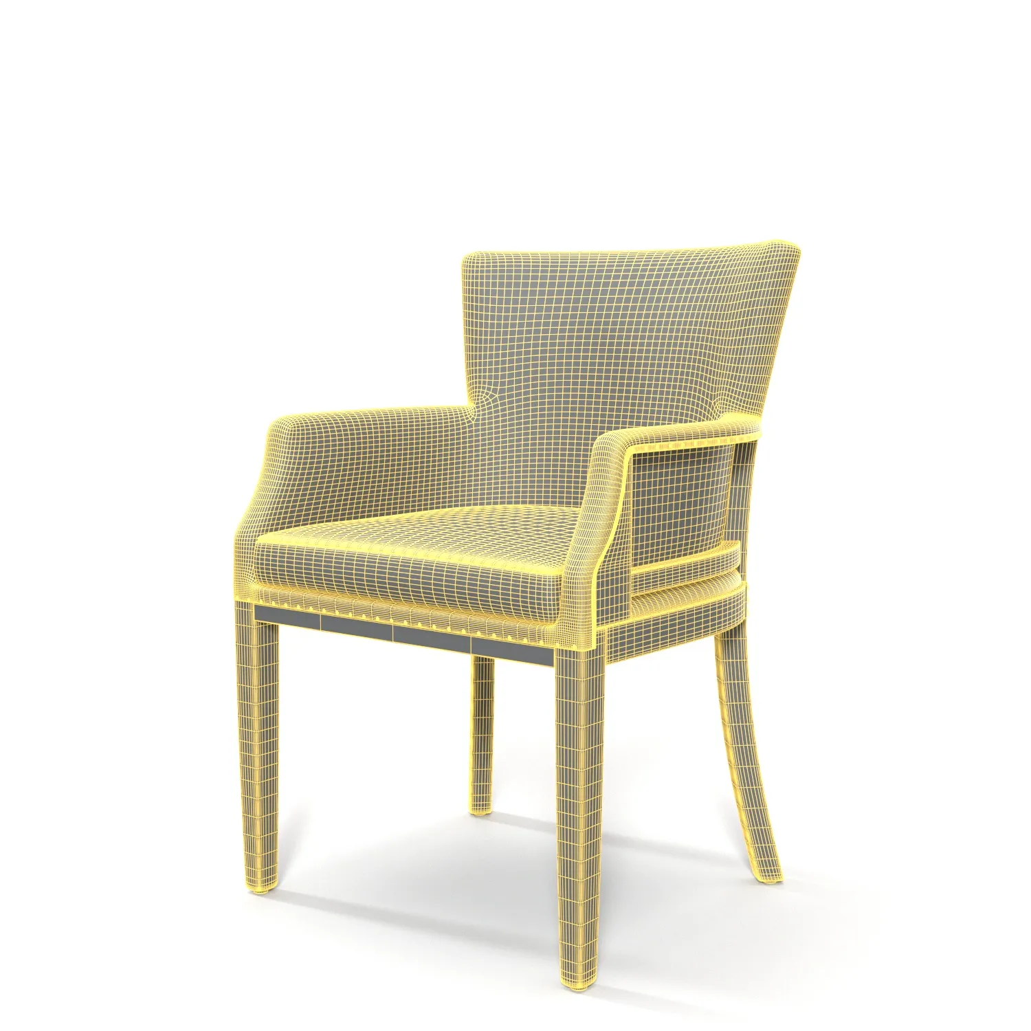 Upholstered Fabric Seat And Wooden Base Arm Dining Chair 3D Model_07